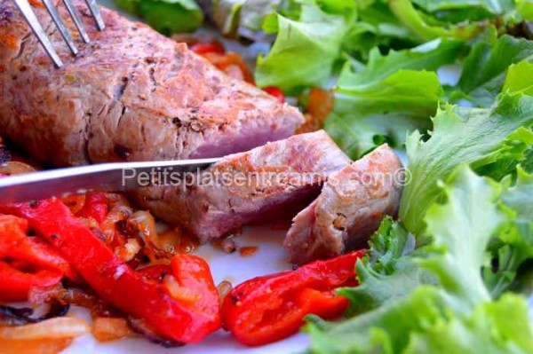 Recette De Faux Filet Aux Oignons Et Poivrons Petits Plats Entre Amis