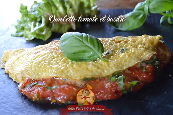 Omelette tomate et basilic
