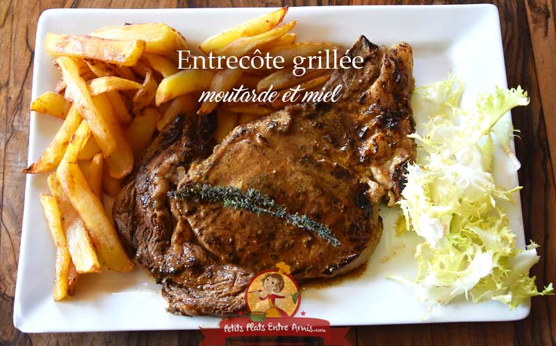 Recette entrecôte grillée à la moutarde et au miel